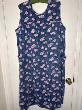 Vintage 1980s Floral Shift Dress with Pockets Grandmacore Cottagecore Sleepwear